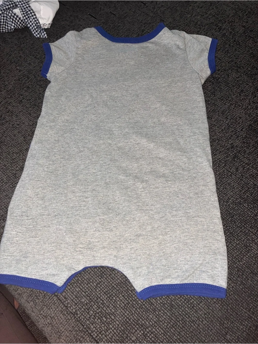 Disney Grey Bodysuit with Blue Trim and Multicolor Mickey Print